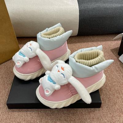 2024 Neue Winter Baumwollschuhe für Damen Daunen Wasserdichtes Tuch Schneestiefel Damen Dicke Sohle Warm halten Plüsch Stiefeletten Frau