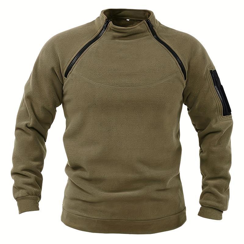 Pullover Tattico da Uomo Casual Militare Felpa Giacca in Pile Collo Alto Pullover Tinta Unita Maglione Abbigliamento Antivento