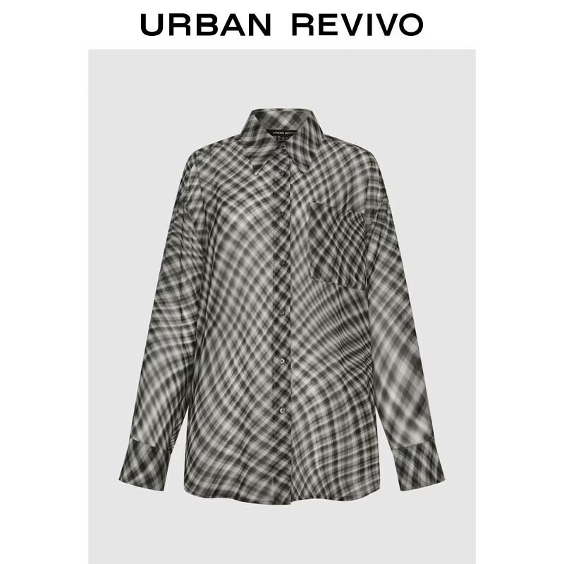 UR2026 Women s Dyed Plaid Long Sleeve Shirt M