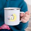 Cartoon Unicorn Printed Creative Mug Water Juice Drinks Milk Cup Enamel Mugs Handle Drinkware Kids Birthday Children's Day Gift