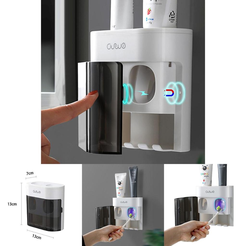 Wall Mounted Toothpaste And Toothbrush Holder With Magnetic Closing Function For Household Bathroom Storage