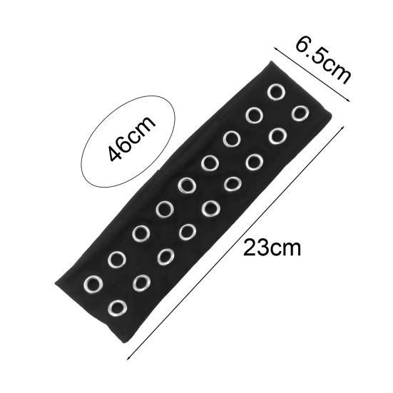Headband Punk Style Rock Air-eye Decor Hair Band Elastic Fabric Eyelets Punk Headwrap Hair Accessory