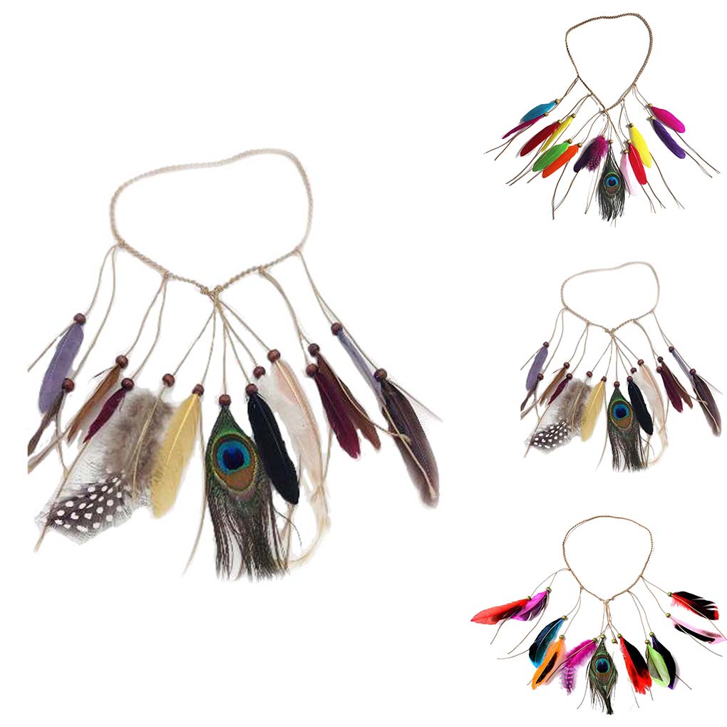 Indian Headband Bohemian Hairband Festival Headdress Boho Halloween Hair Hoop Cosplay Headpiece