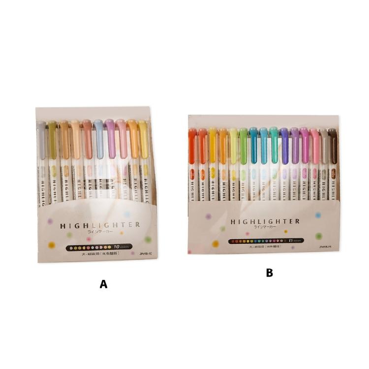 Double Headed Fluorescent Highlighter Pen 10/15Color Highlighters Marker for Planner Journal Scrapbooking Color Coding