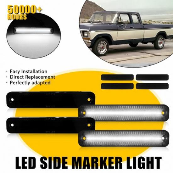 4X Side Smoked LED White Marker Light Front Rear For Ford Bronco 1978-1979
