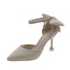 High Heels Women's Spring New Bow Thin Heel Cut Men's One-word Buckle Single Shoes Fairy Style French Pointed Head