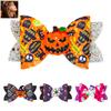 Festive Hair Styling Tools Halloween Glitter Bow Clips for Kids Baby Girls, Double Layer Shiny Party Barrettes Ghost/Pumpkin/Eyeball Bowtie