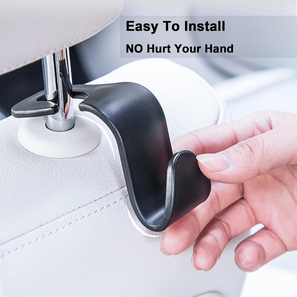 Car Seat Headrest Hook 4 Pack Vehicle Backpack Hooks Hanger Vehicles Holder Organizer for Purses,Bags,Cloths,Car Water Bottle Hook Seat Accessories