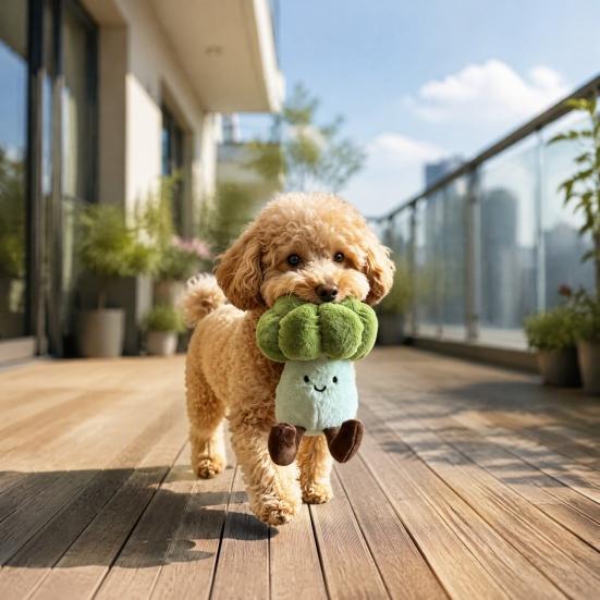 Interactive Puppy Chewing Toys Plush Cauliflower Dog Toy, Squeaky Chew Soft Durable Small Stuffed Toy for And Medium Dogs, Teething Indoor Outdoor Pet