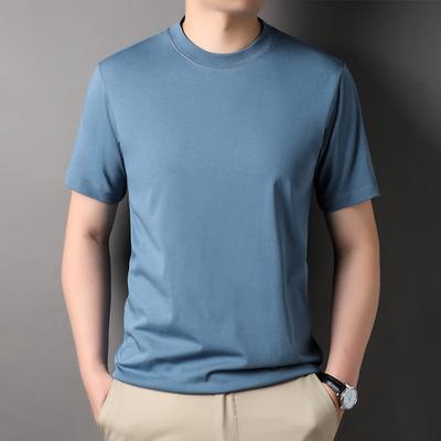 Wide Version Round Neck Breathable Anti-Wrinkle Casual Black Fashion Pure Version Short Sleeve Men's T-shirt Half Sleeve