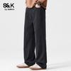 Baleno Men's S&K Series Tencel Blend Loose Straight Leg Casual Pants