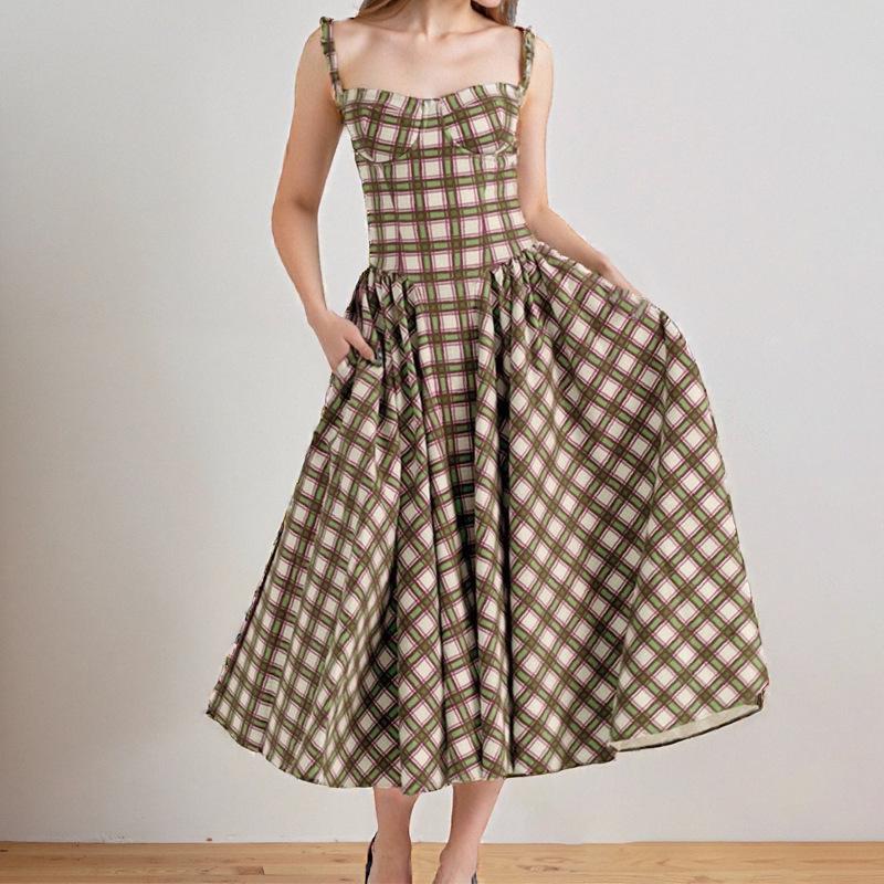 

Женское приталенное платье на бретельках Весна 2025: Элегантный Европейский и Американский Французский Ретро Стиль 3XL