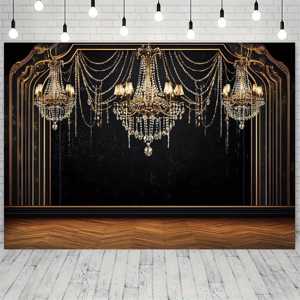 1 Retro 1920s David Gatsby Party Background, 1920s-style Party Placard, Elegant Chandelier Design