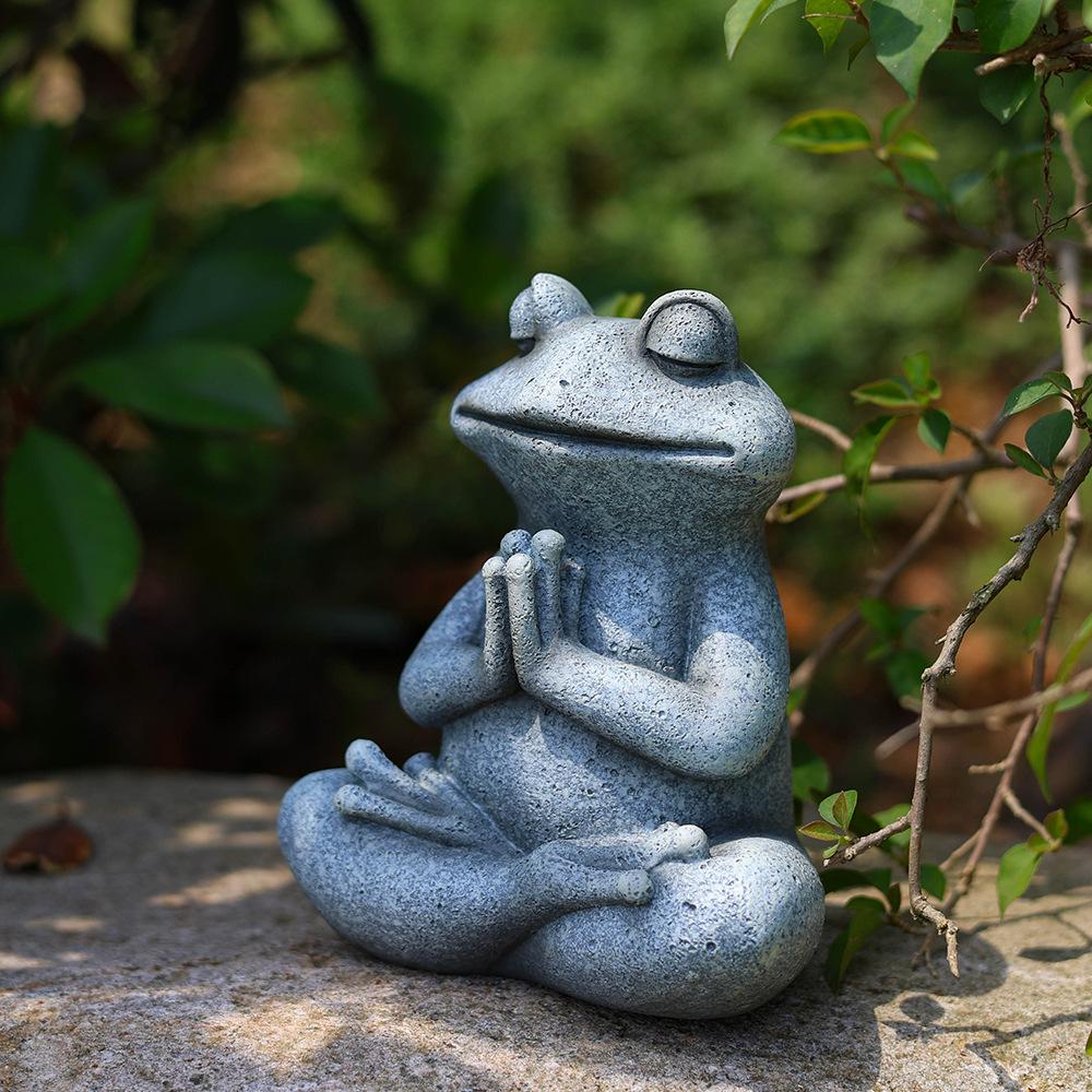 NORTHEUINS Resin Yoga Dog Meditation Frog Animal Statue Ornament Model Pray Figurines Cute Retro Craft Home Room Decoration Item