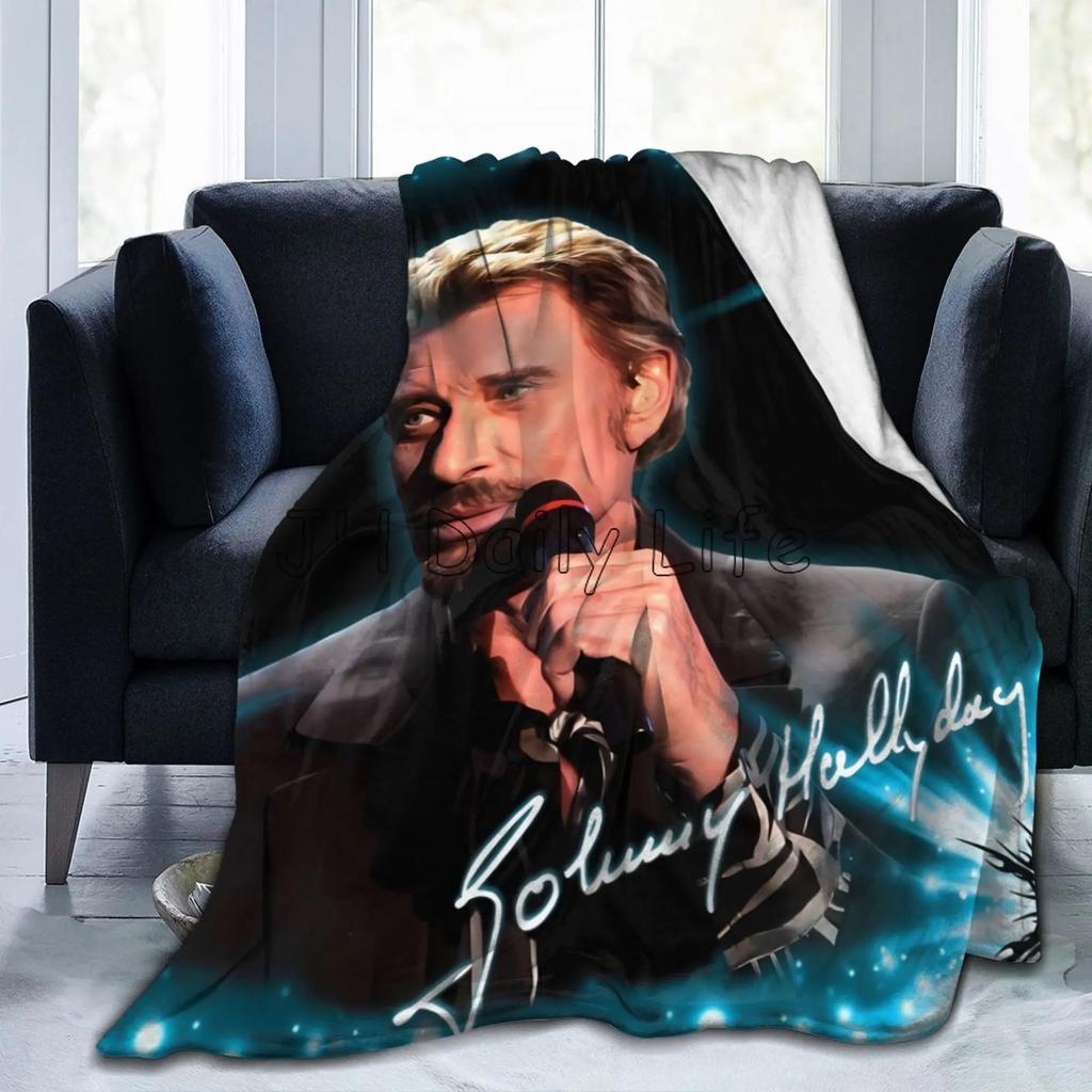 Johnny Hallyday Soft Warm Throw Blanket Lightweight Cozy Flannel Fleece Bed Blanket Gift for Home Decor Chair Couch 80x60 Inch