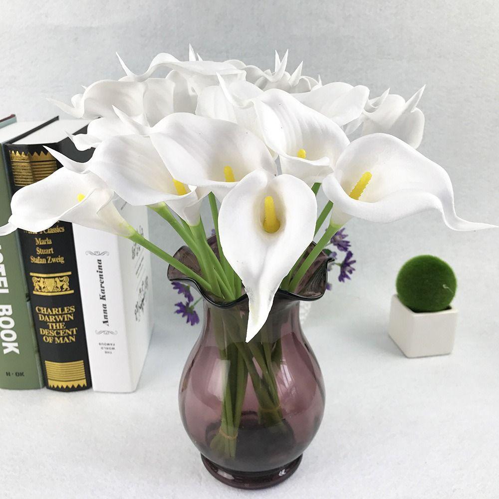 10Pcs Lifelike Real Touch Calla Lily Artificial Flowers Fake Calla Lily  Wedding Bouquet