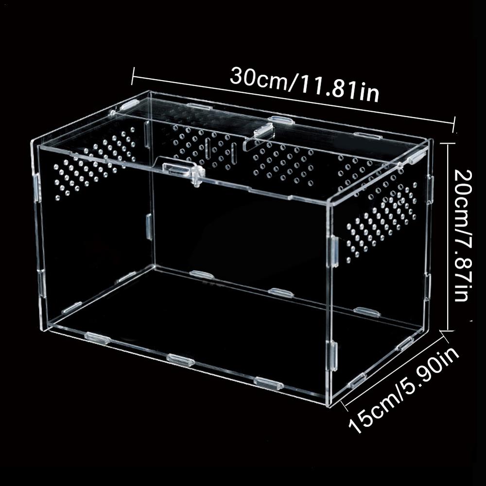 Transparent Acrylic Box Terrarium for Reptile and Amphibian Cricket Turtle Spider Snail Glass Shelter Terarium Terraria Gecko