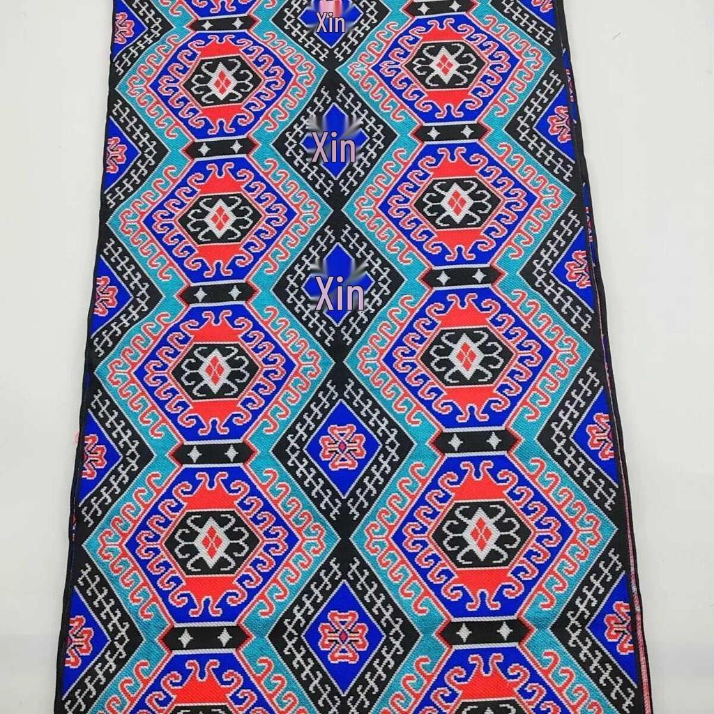 40cm Embroidered Yao Ethnic Brocade Ribbon for DIY Clothing, Wall Hanging, and Homestay Decoration.