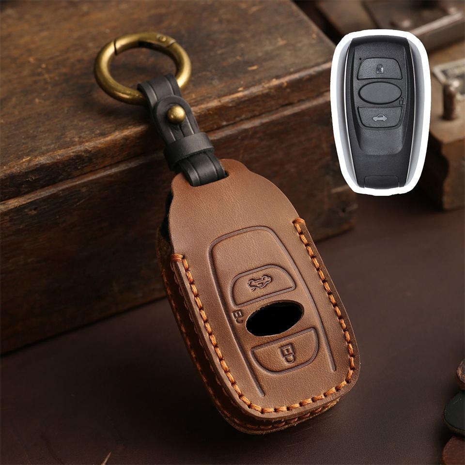 

Чехол для ключей от машины для Subaru BRZ Forester Legacy Outback WRX WRX STI Impreza XV Crosstrek Smart Keyless Remote Cover, сумка для ключей коричневый