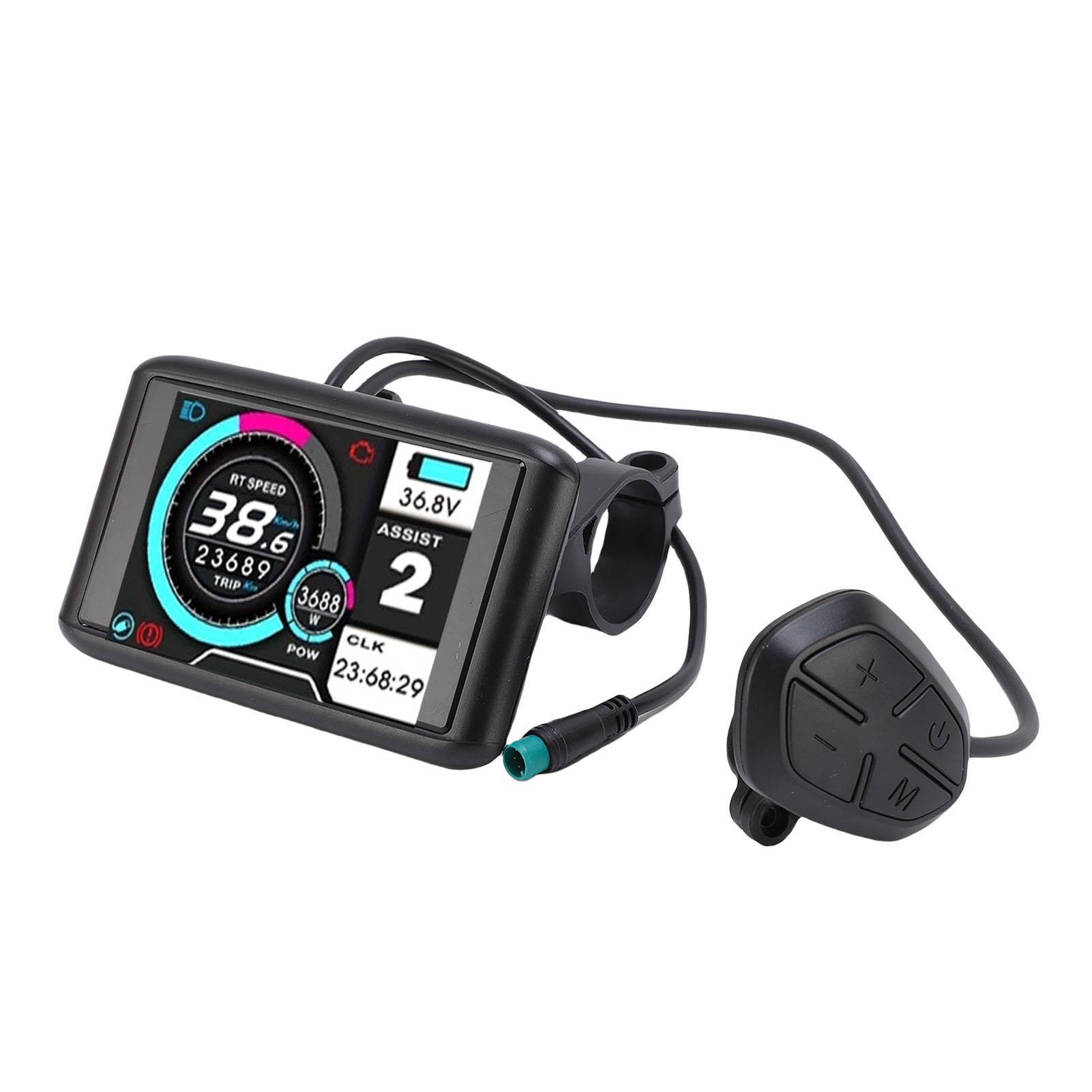 

Electric Bike Display Meter Color Screen LCD Panel for 22.2mm Handlebar Bicycle Scooter 5 Cores Water Proof Cable