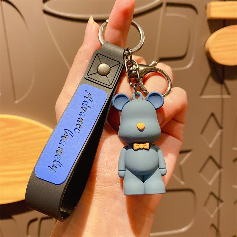 Personalized Silicone Bow Tie Bear Doll Keychain Car Key Chain Cartoon Couple Bag Pendant