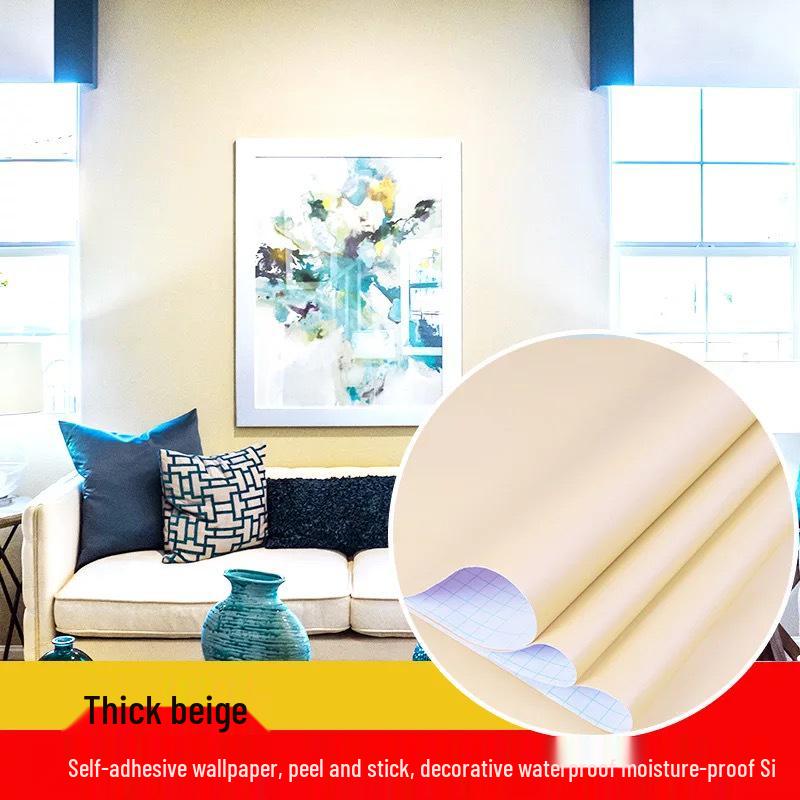 Self-Adhesive Waterproof PVC Wall Mural - Solid Color, Thickened Wallpaper/Sticker for Dorms (White/Black)