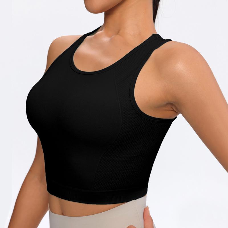 Women's Halterneck Sports Bra - Seamless Summer Yoga Vest Top for Running and Fitness