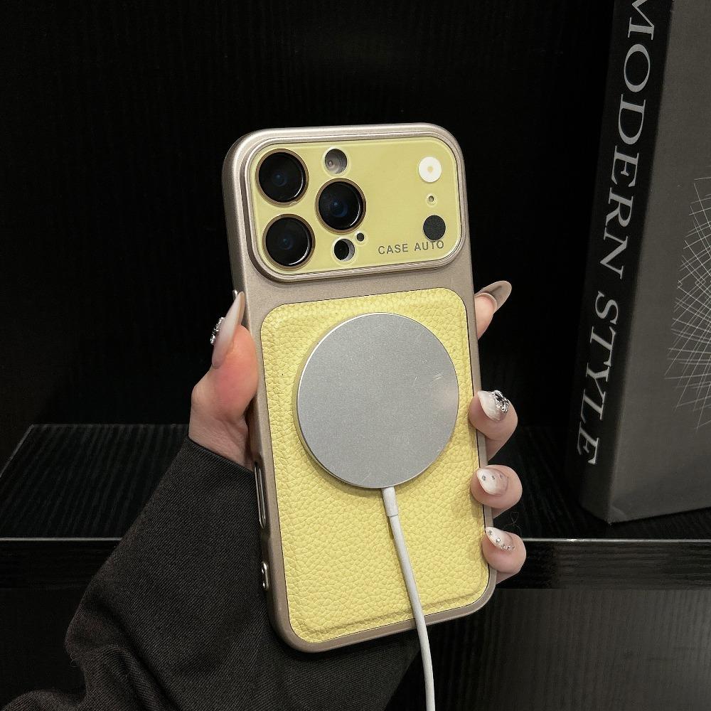 For  Lichee Pattern Case for For Iphone 17 16 1 Pro Max 14 13 12 11 Magnetic Leather Lens Film Protection Shockproof Cover