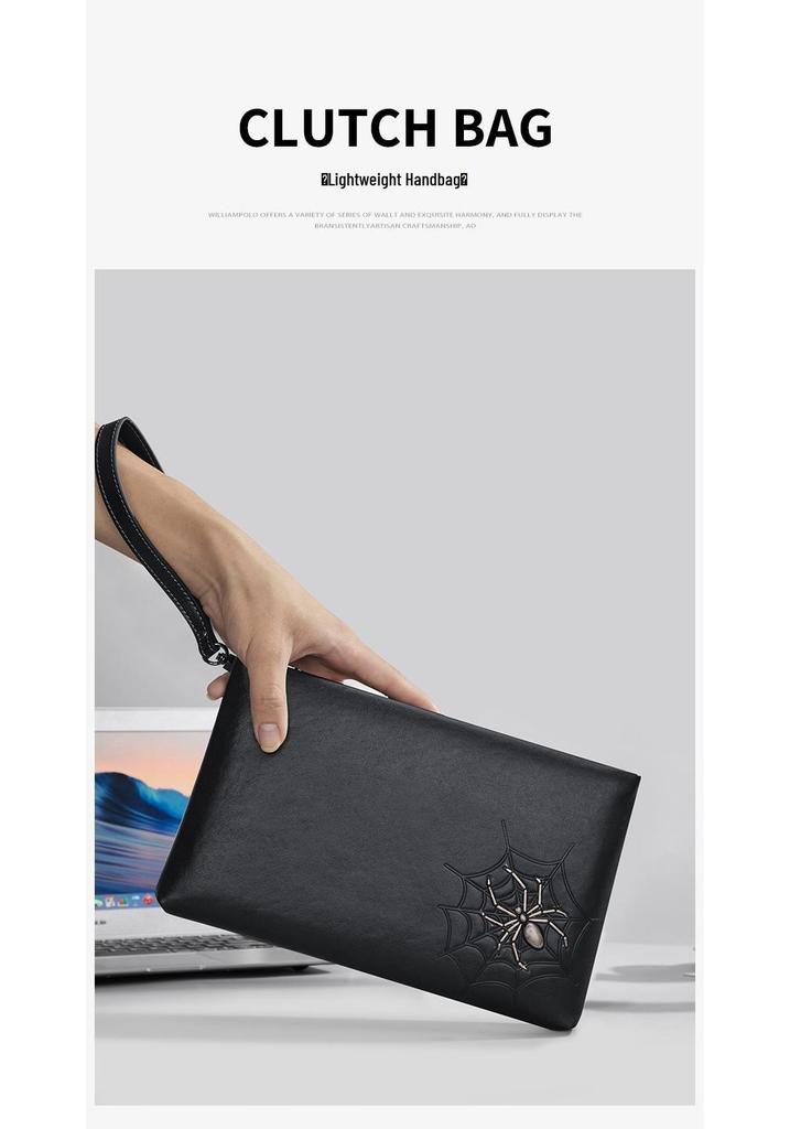 King Paul Men's Genuine Leather Envelope Clutch – Trendy Printed Handbag