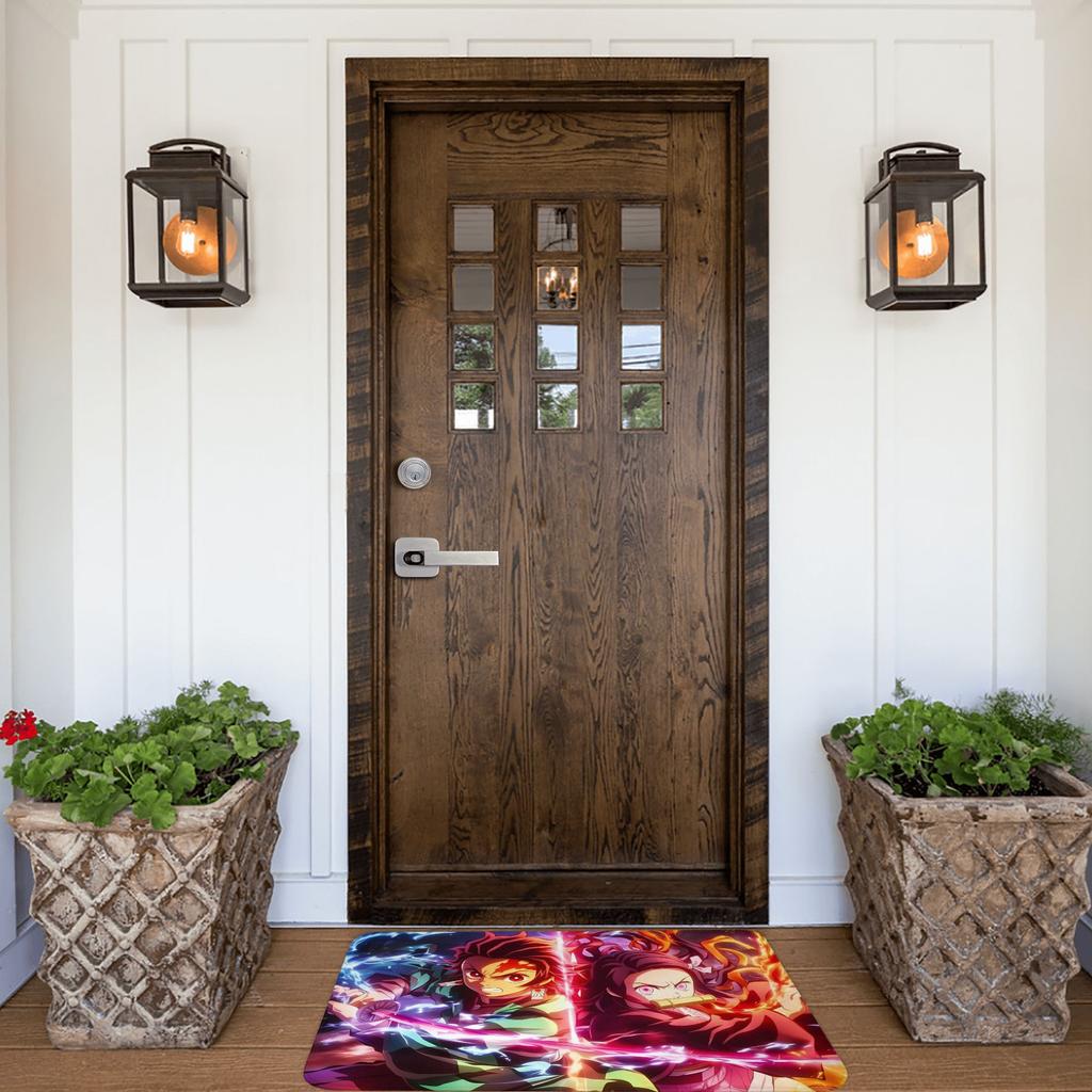 Tanjiro Kamado Demon Slayer Front Door Mat Anti-Slip Indoor Waterproof Doormat Living Room Entrance Rug Carpet