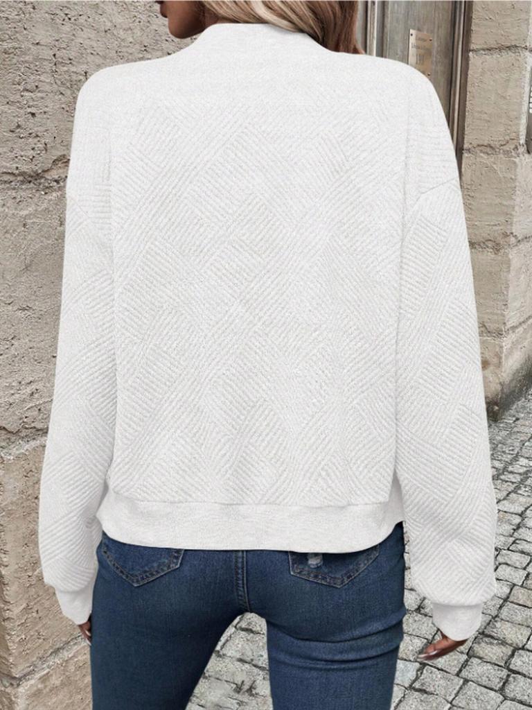 Spring Casual High Neck Zipper Knit Cardigan Women's Long Sleeve Chic Coat