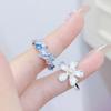 Star Flower Ring~ Blue Enamel Zircon Small Flower Adjustable Opening Ring Female Sweet Niche Index Finger Ring
