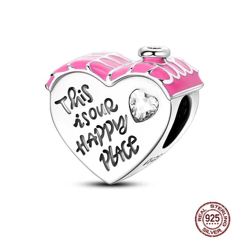 Copper Charms Great Love Mother Family Sister Pink Heart Tulip Cha Beads Fit Original Bracelet Diy Mother'S Day Jewelry Gift