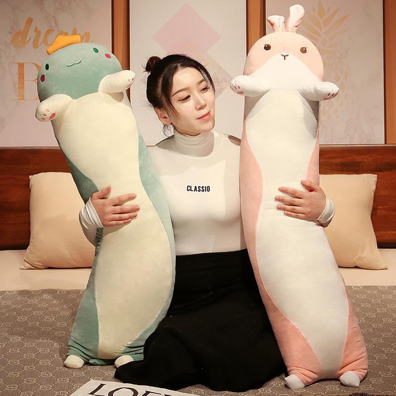 Cartoon Animal Plush Toys Soft Long Sleep Pillow Dinosaur Cat Rabbit Husky Stuffed Doll Cushion Gift for Kids