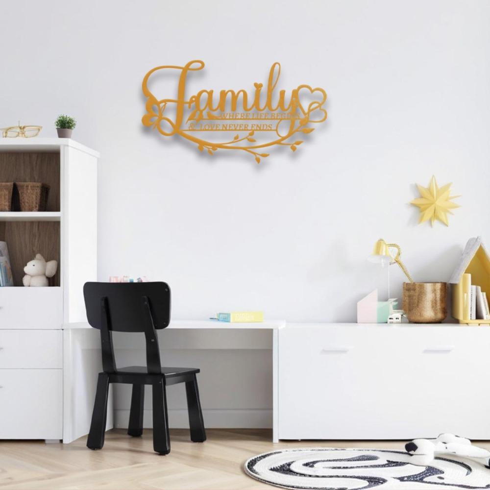 

Gold Vintage Home Script Wall Art Wrought Iron Sign Indoor Outdoor Decor Living Room Bedroom Housewarming Gift Farmhouse Rustic Length: 15.75 inches/40 cm