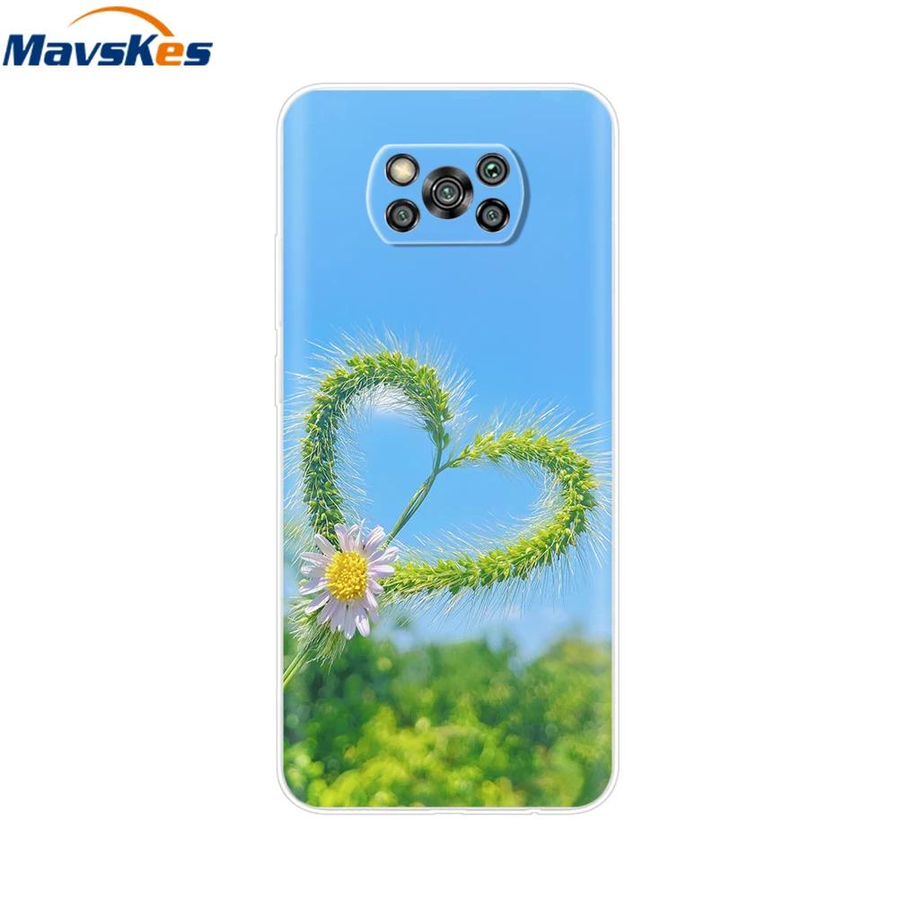 Flower Phone Case For Xiaom Poco X3 NFC Cute Heart Cartoon Funda For Poco X3 Pro Soft TPU Cover For Poco X3 NFC PocoX3 Pro Shell