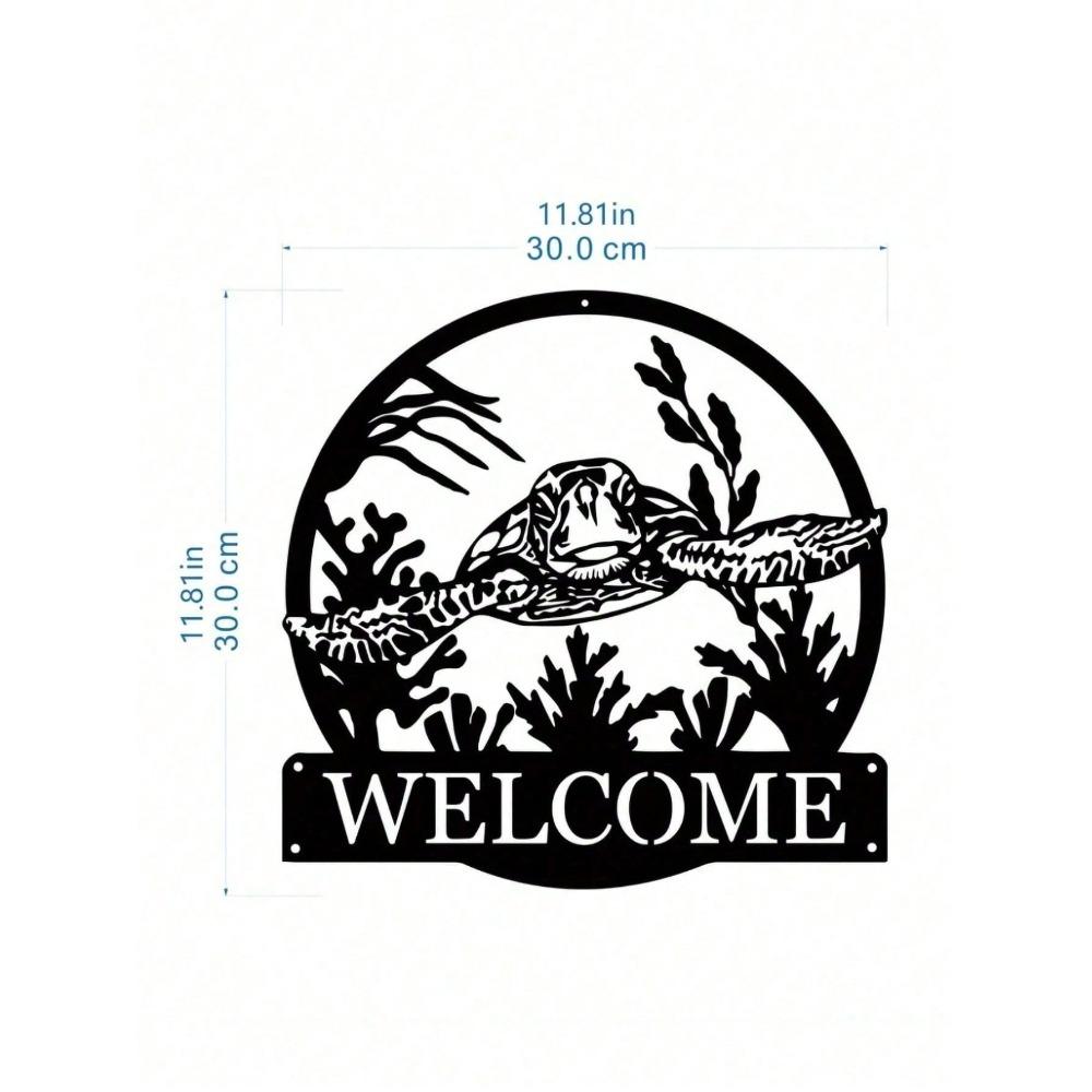 

1 PC Laser-Cut Sea Turtle Metal Wall Art, Geometric Wave Design, Matte Black Rust-Proof Coastal Decor for Modern Home, Bathroom, Beach House TY3424-02 разноцветный
