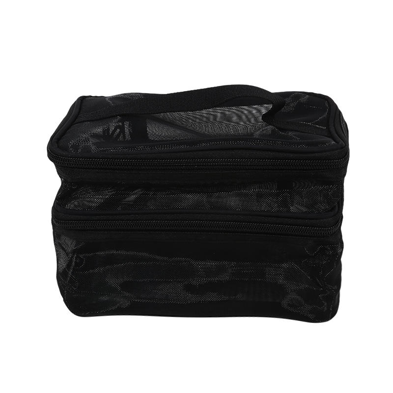 Women Clear Mesh Cosmetic Bag Dual Layer Travel Toiletry Bags Make Up Organizer Waterproof Brushes Holder Pouch