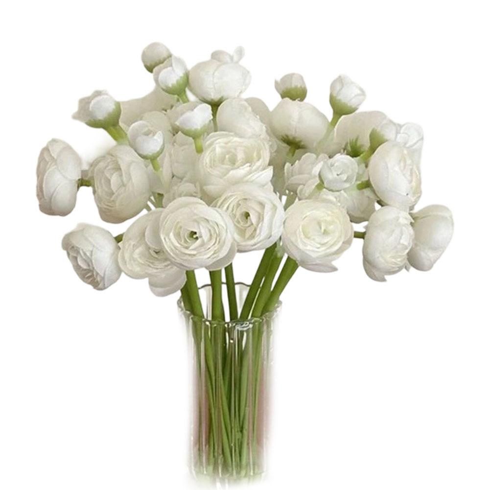 Ranunculus Faux Flower Set 24 Pcs Artificial Silk-Like Blooms for Vase Arrangements Home Decor Wedding Centerpieces and Styling