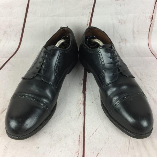 80s Vintage Rare LOTTO CONCEPT All Leather Punch Cap Toe 46 28.5-29.5 Black Dress Shoes Business(USED)