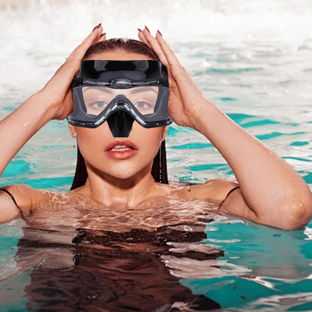 Swimming Goggles with Nose Cover 180 Degree Wide View Anti Shattered Lens Swim Goggles for Adult Swim Goggles with Nose Cover