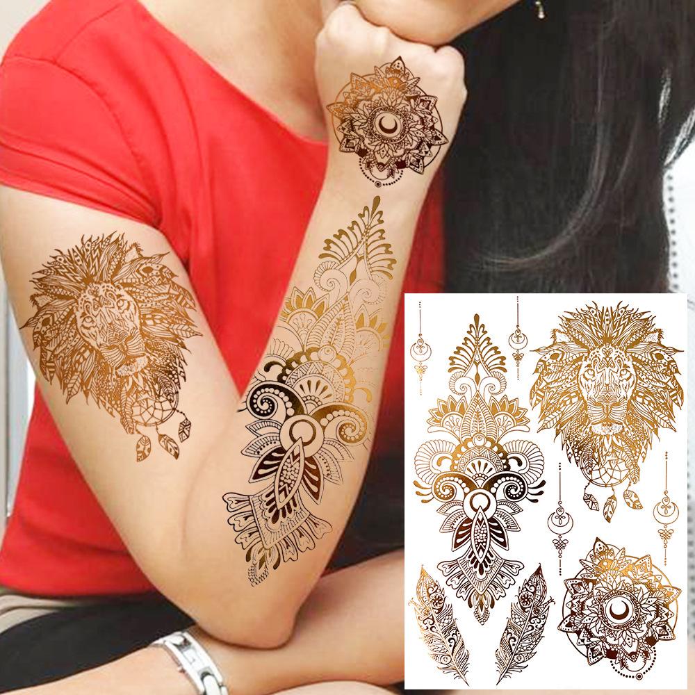 Nuevas Pegatinas Temporales de Tatuaje con Estampado en Caliente de Henna Transfronterizas para Mano, Pie y Brazo