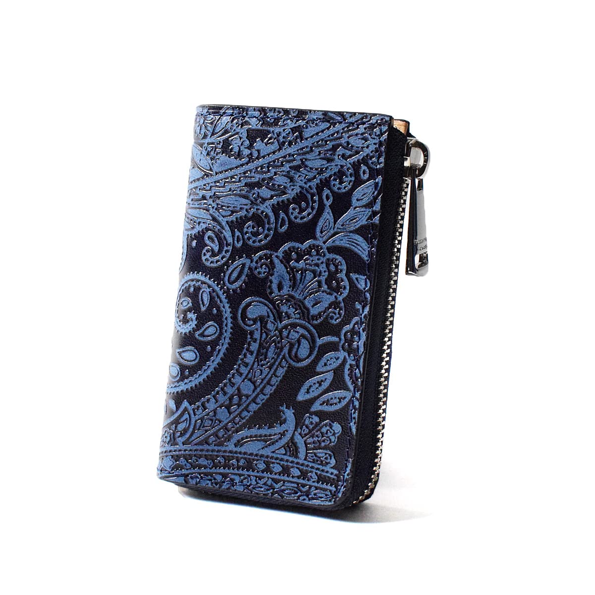 

Ключниця зі шкіри, пофарбованої індиго, з тисненням у вигляді візерунка пейслі, унісекс, брелок [Buggy Port] + чоловіча жіноча ZYS-193 (Темно-синій) темно-синього кольору