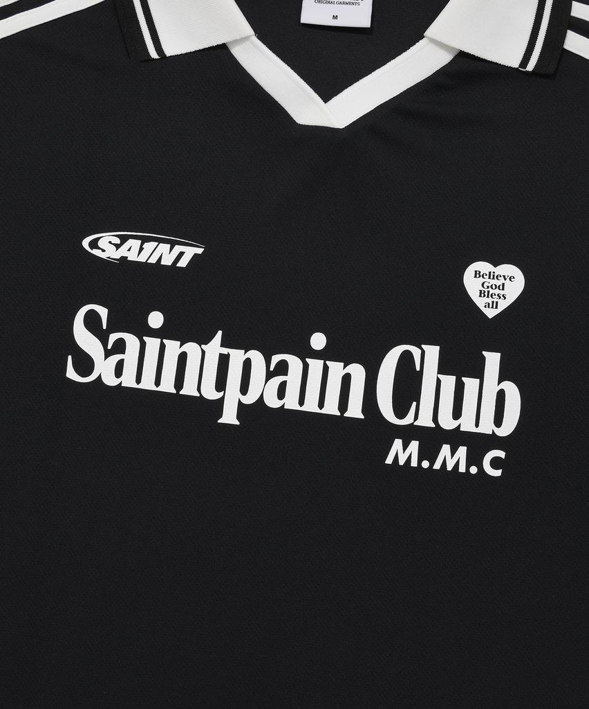 SAINTPAIN Sp Heart Emblem Logo Line Collar T-Shirt - Black