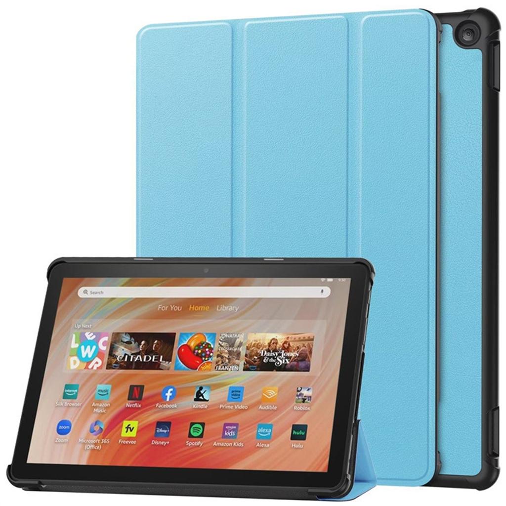 Schutzhülle für Fire HD 10 Tablet(Nur passend für die 13. Generation, Erscheinungsjahr 2023), Hochwertige, dreifach faltbare PC-Rückseitenhülle aus PU-Leder mit Standfunktion und automatischer Wake/Sleep-Funktion.