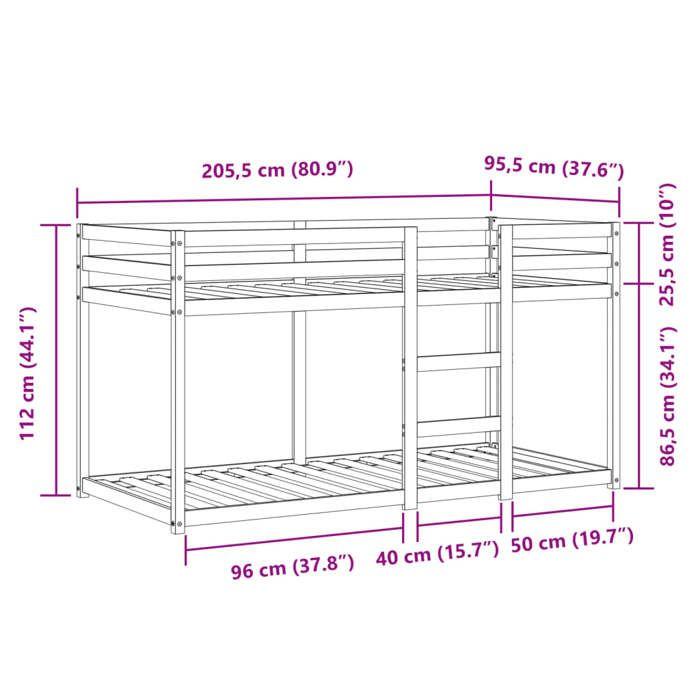 VidaXL Bunk Bed with Pink Curtains 90x200 Cm Solid Pine Wood, Bed, Bed Frame, Low Bunk Bed, Bedroom Furniture At 3283930