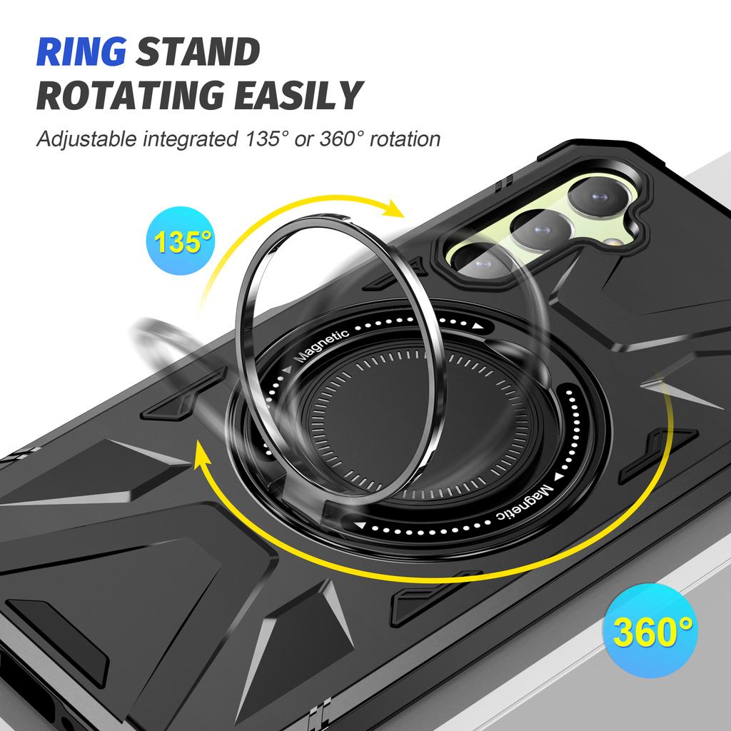 For Samsung Galaxy A24 4G (162.1 x 77.6 x 8.3mm)/A25 5G (Global) (161.0 x 76.5 x 8.3mm) Case Rotatable Kickstand Phone Cover