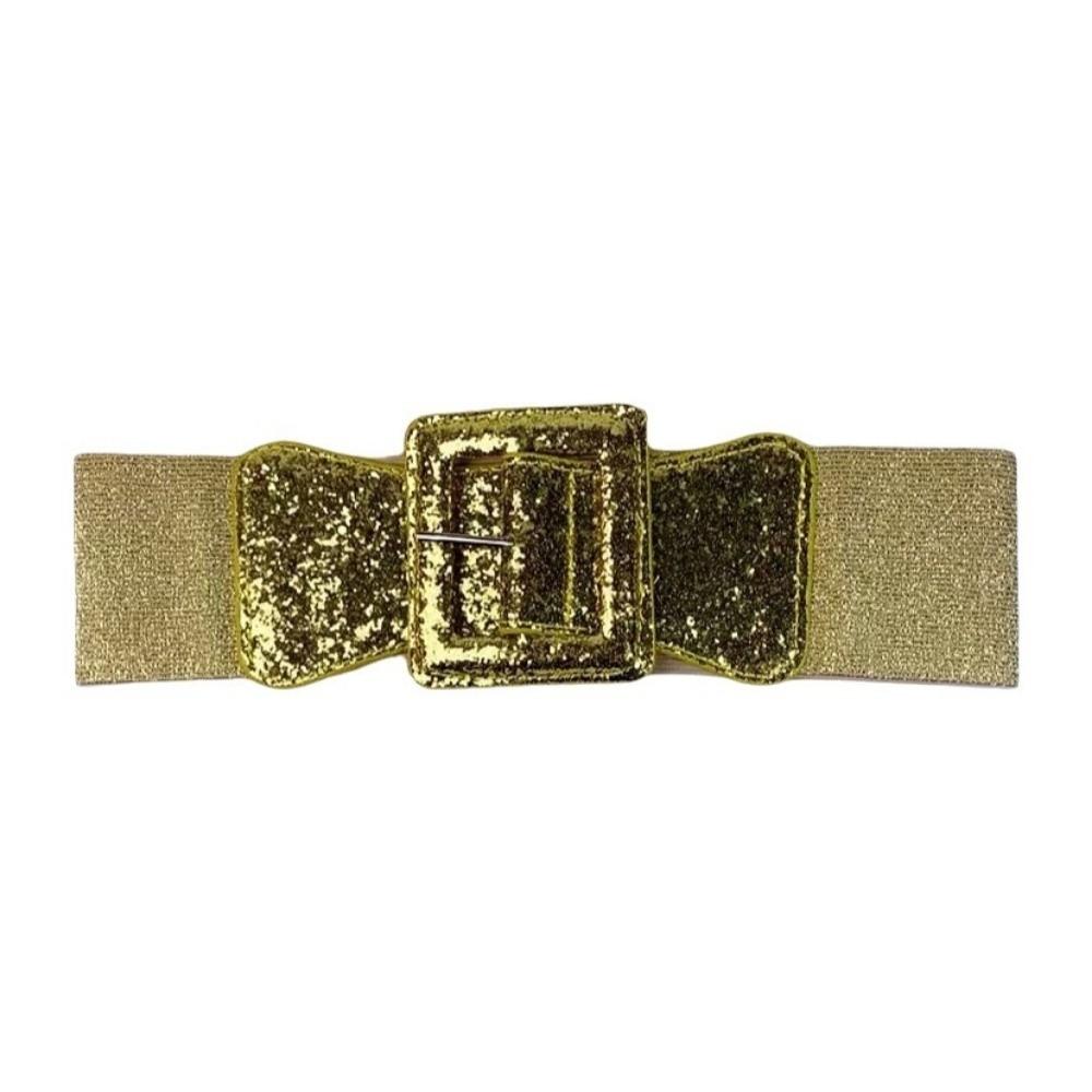 Fashion Wide Waist Belt Sparkling Sequin Elastic Belt Cummerbunds Wide Waistband  Evening Dress золотой