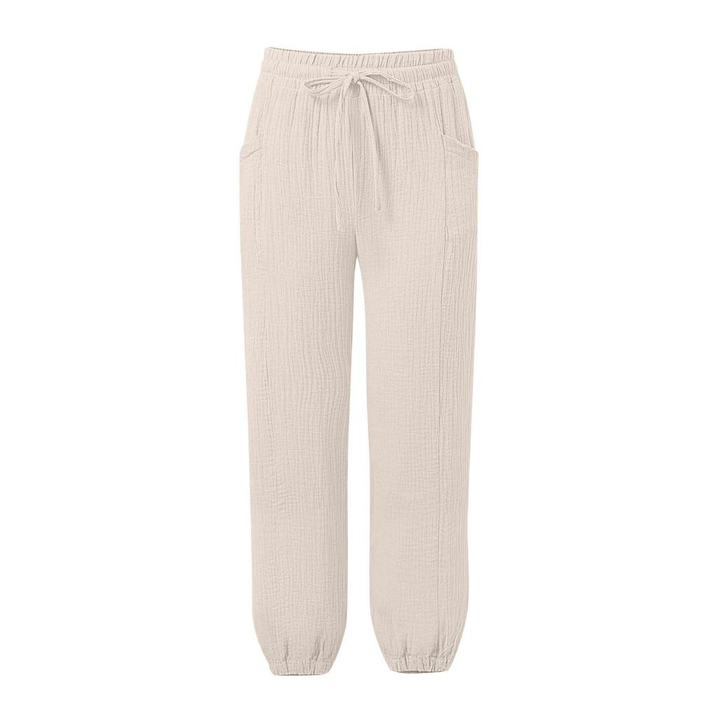 Women's Pants Fashion Casual Pants Solid Color Drawstring High Waist Pants With Pockets