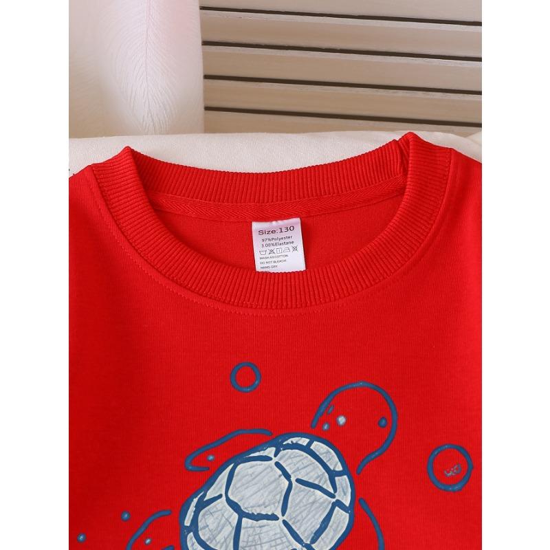 European Sizes Girls' Long-Sleeve Round Neck Sweatshirt "Sea Turtle" Print, Spring/Autumn, Casual, Daily & Sports.